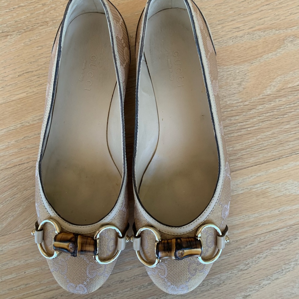 Gucci shimmery gold ballet flats